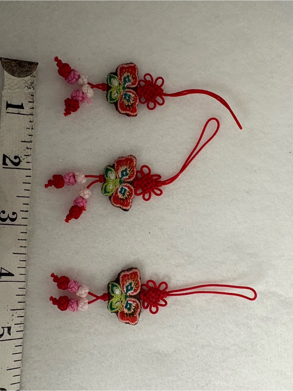 Set of 3 Red Butterfly Korean Mini Norigae Knot Tassel - Picture 3 of 4